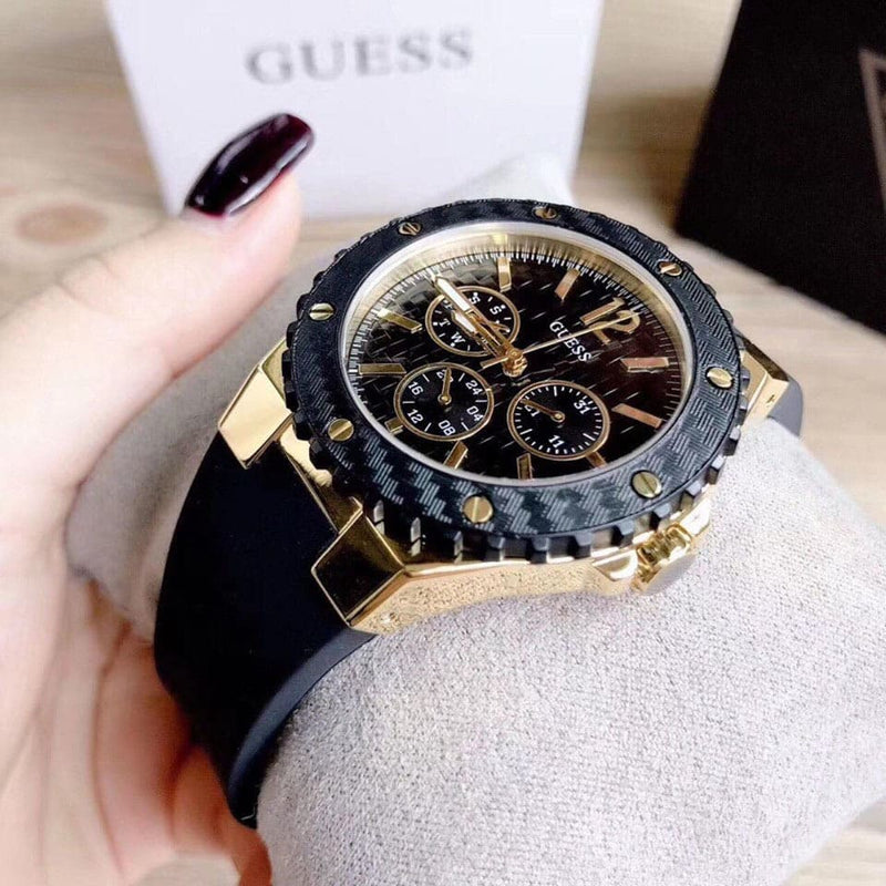 Shop Guess Overdrive Black Dial Black Rubber Strap Watch for Women - W0149L4 in USA
