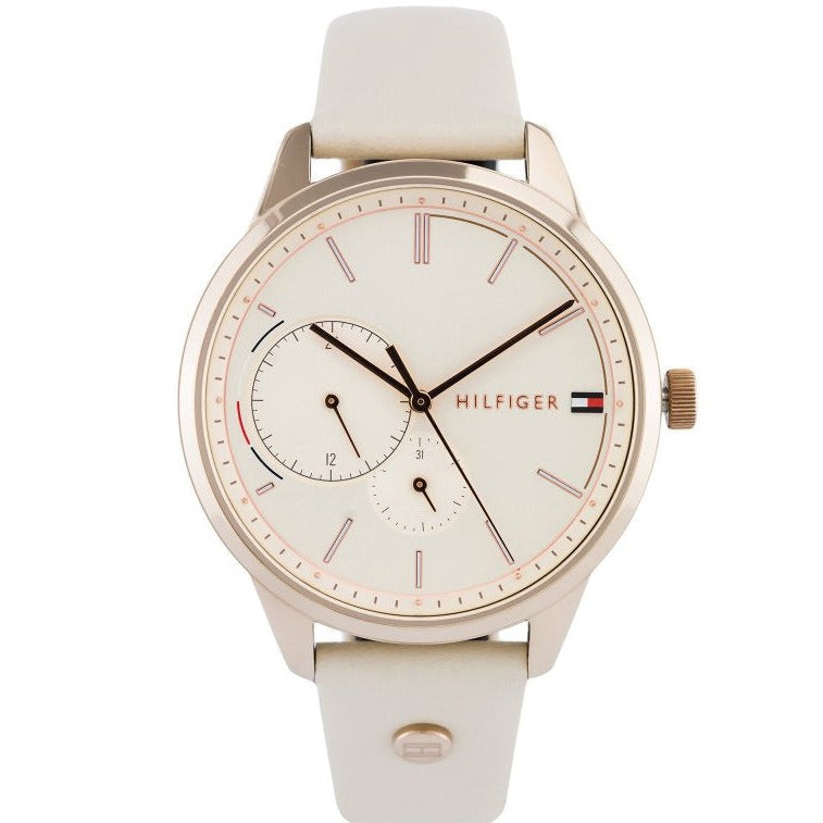 Shop Tommy Hilfiger Brooke Quartz White Dial Cream Leather Strap Watch for Women - 1782022 in USA