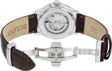 Shop Bulova Classic Skeleton Automatic Brown Dial Brown Leather Strap Watch for Men - 96A120 in USA