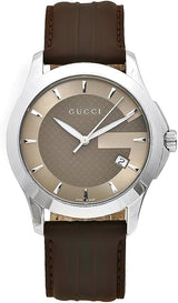 Shop Gucci G Timeless Quartz Brown Dial Brown Rubber Strap Watch For Men - YA126403 in USA