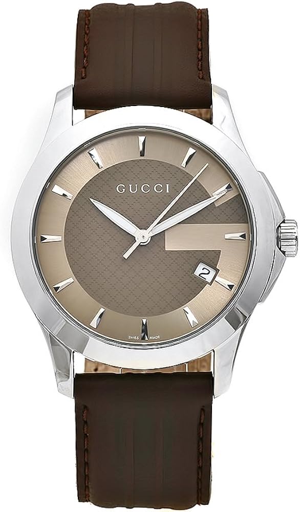 Shop Gucci G Timeless Quartz Brown Dial Brown Rubber Strap Watch For Men - YA126403 in USA