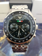 Emporio Armani Team Italia Chronograph Black Dial Silver Steel Strap Watch For Men - AR5983 Buy Now By Emporio Armani