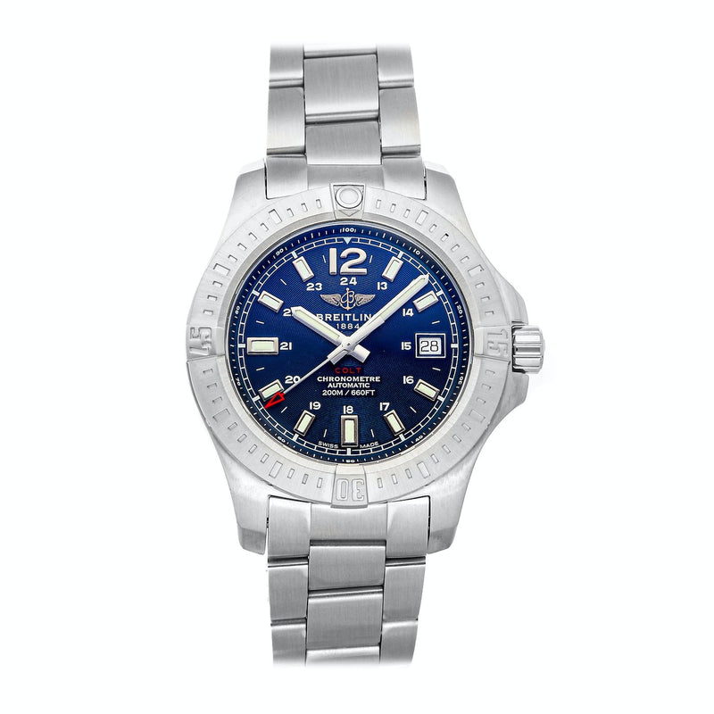 Breitling Colt Automatic 44mm Blue Dial Silver Steel Strap Mens Watch - A1738811/C906/173A