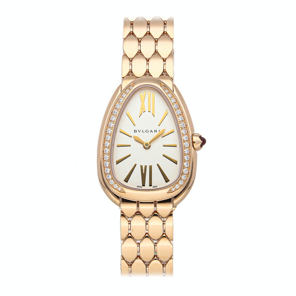 Bvlgari Serpenti Seduttori Diamonds Silver Dial Rose Gold Steel Strap Watch for Women - SERPENTI103146