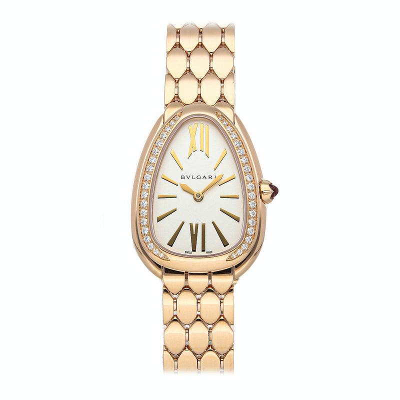 Bvlgari Serpenti Seduttori Diamonds Silver Dial Rose Gold Steel Strap Watch for Women - SERPENTI103146