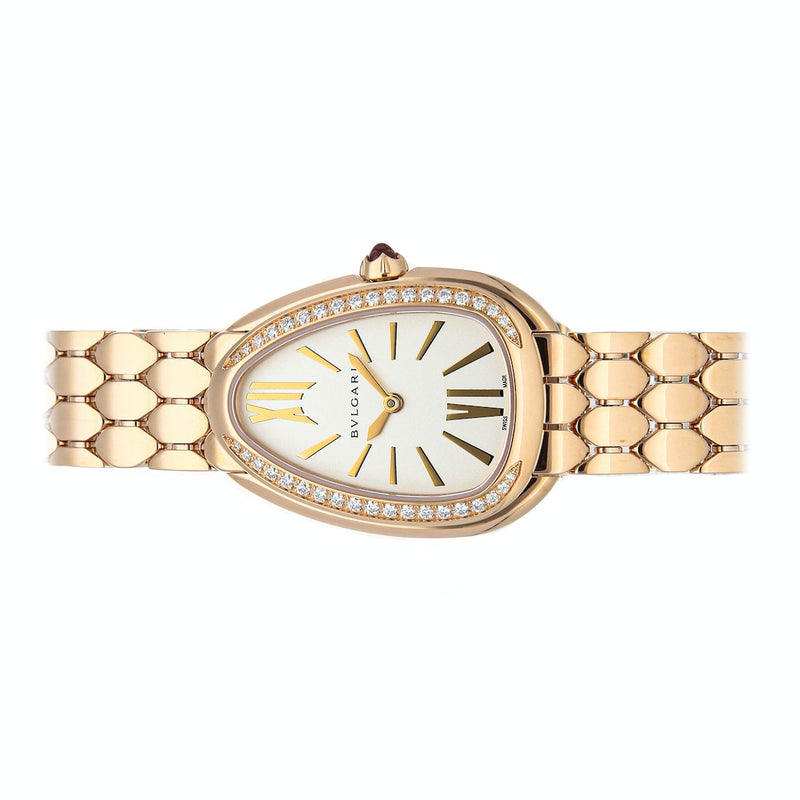 Bvlgari Serpenti Seduttori Diamonds Silver Dial Rose Gold Steel Strap Watch for Women - SERPENTI103146