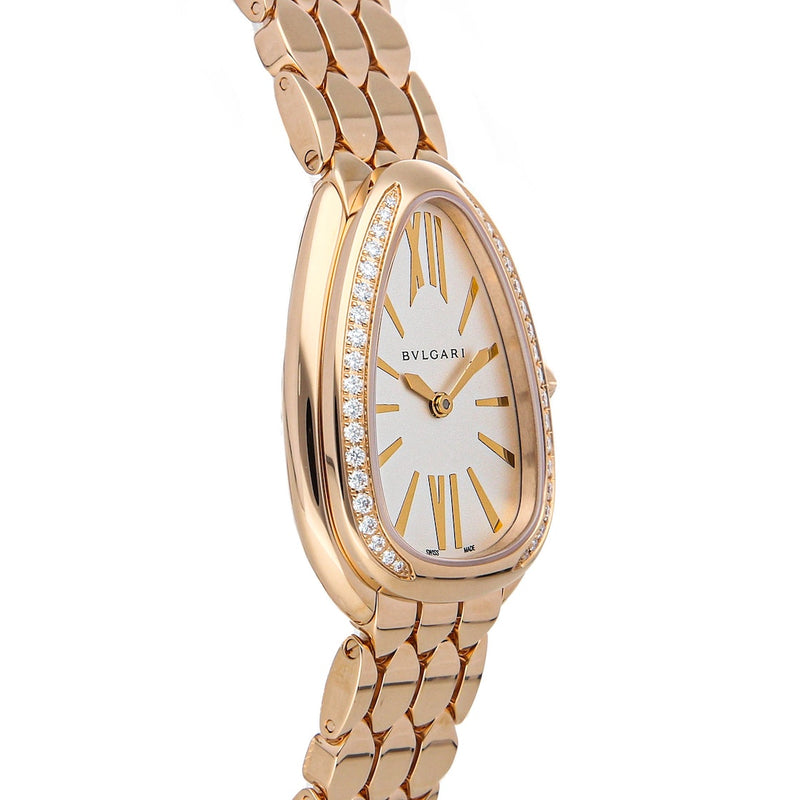 Bvlgari Serpenti Seduttori Diamonds Silver Dial Rose Gold Steel Strap Watch for Women - SERPENTI103146