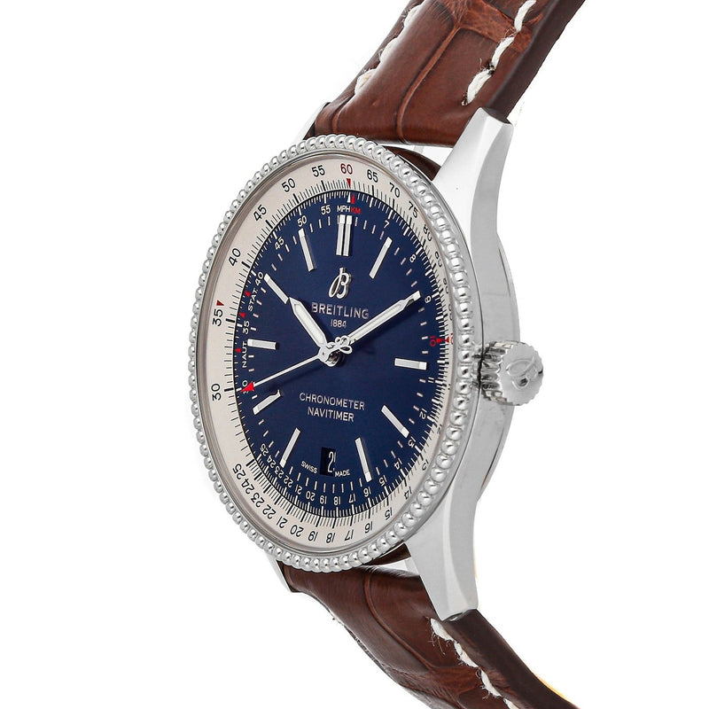 Shop Breitling Navitimer 1 Automatic 41mm Blue Dial Brown Leather Strap Mens Watch - A17326211C1P1 in USA