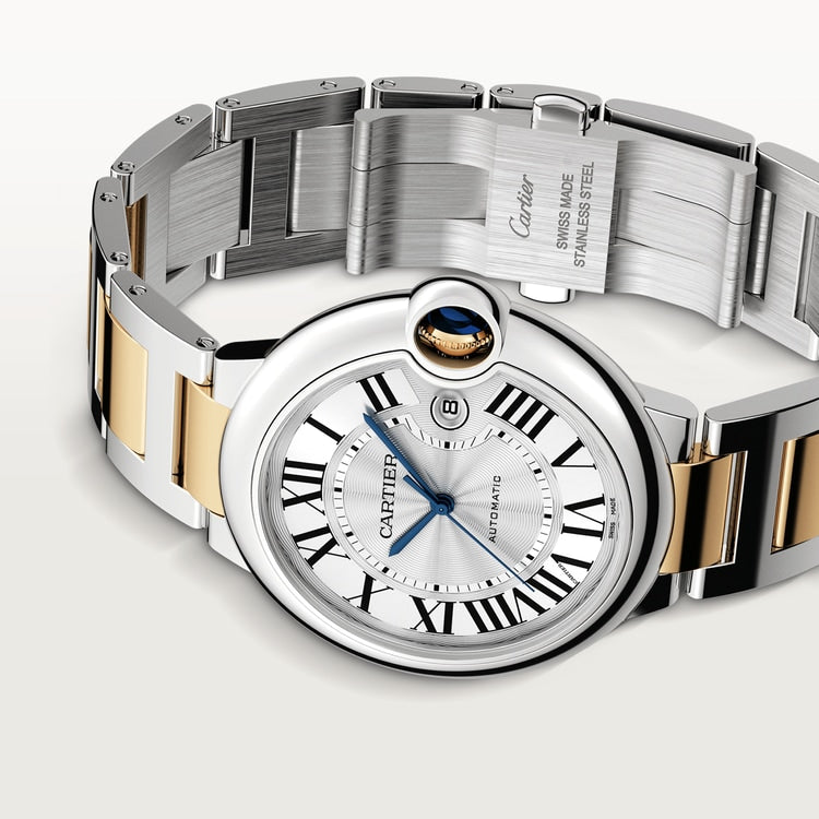 Cartier Ballon Bleu De Cartier Silver Dial Two Tone Steel Strap Watch for Men - W2BB0031