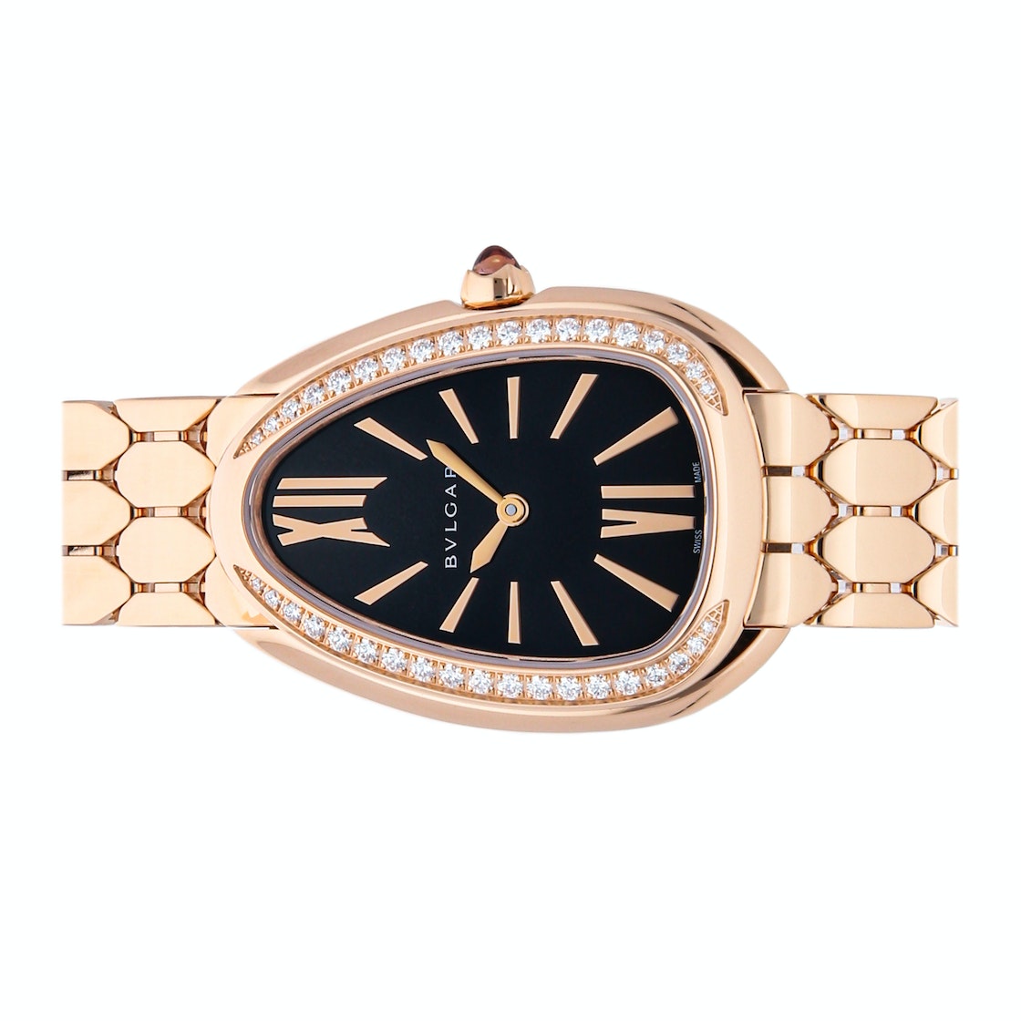 Bvlgari Serpenti Seduttori Diamonds Black Dial Rose Gold Steel Strap Watch for Women - SERPENTI103453