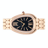 Bvlgari Serpenti Seduttori Diamonds Black Dial Rose Gold Steel Strap Watch for Women - SERPENTI103453