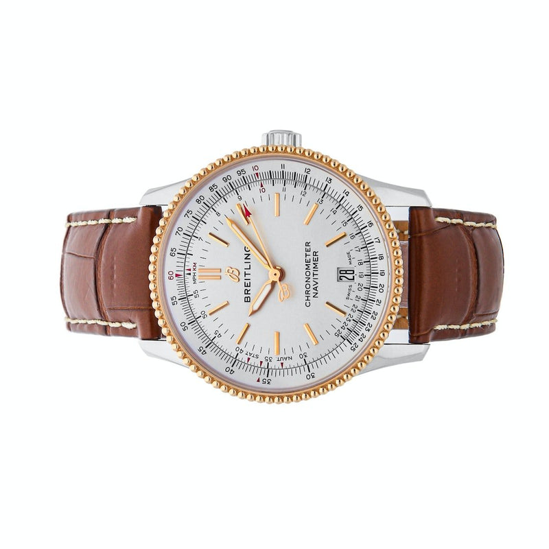 Shop Breitling Navitimer Automatic 41mm White Dial Brown Leather Strap Mens Watch - U17326241G1P1 in USA
