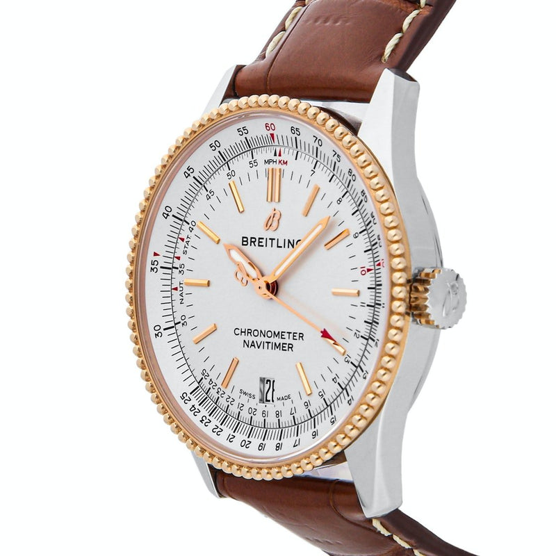 Shop Breitling Navitimer Automatic 41mm White Dial Brown Leather Strap Mens Watch - U17326241G1P1 in USA