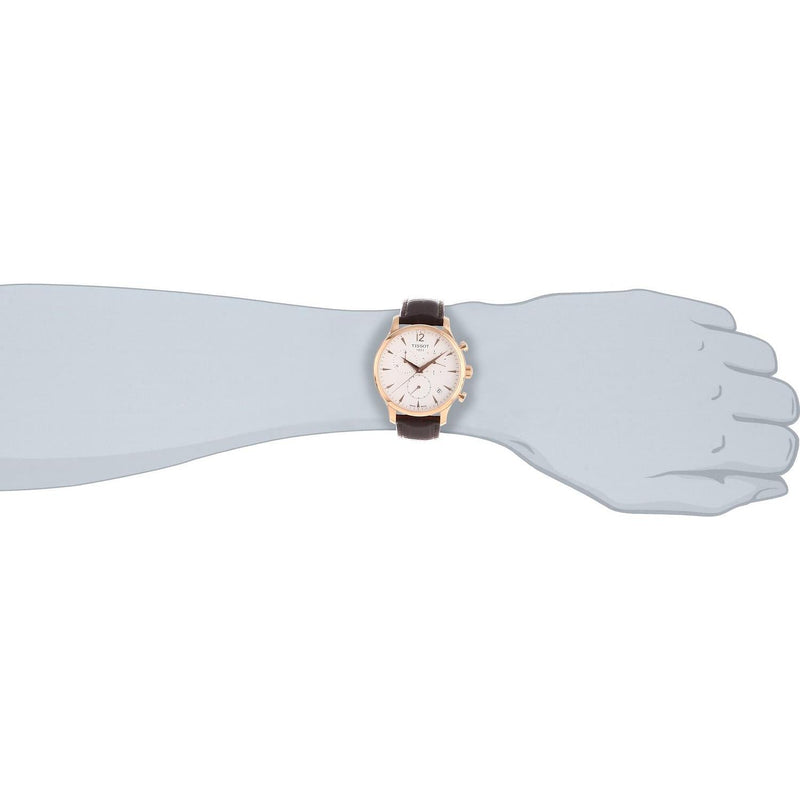 Tissot T Classic Tradition Chronograph White Dial Brown Leather Strap Watch For Men - T063.617.36.037.00