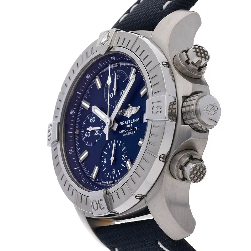 Shop Breitling Avenger Chronograph 43 Blue Dial Blue Nylon Strap Watch for Men - A13385101C1X1 in USA