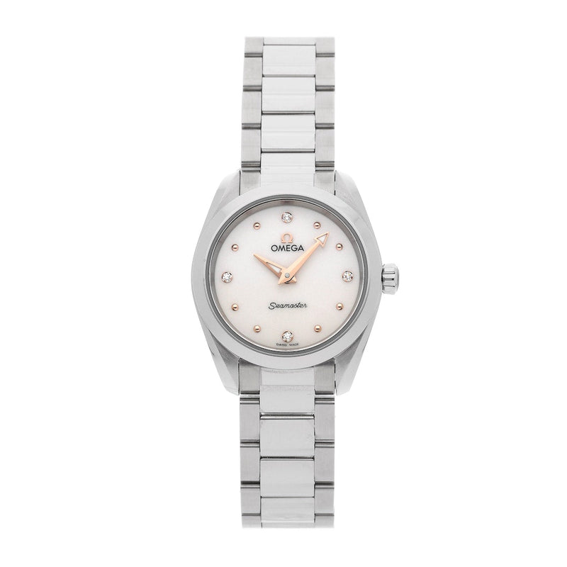 Shop Omega Seamaster Aqua Terra Quartz Diamond Silver Dial Silver Steel Strap Watch for Women - 220.10.28.60.54.001 in USA