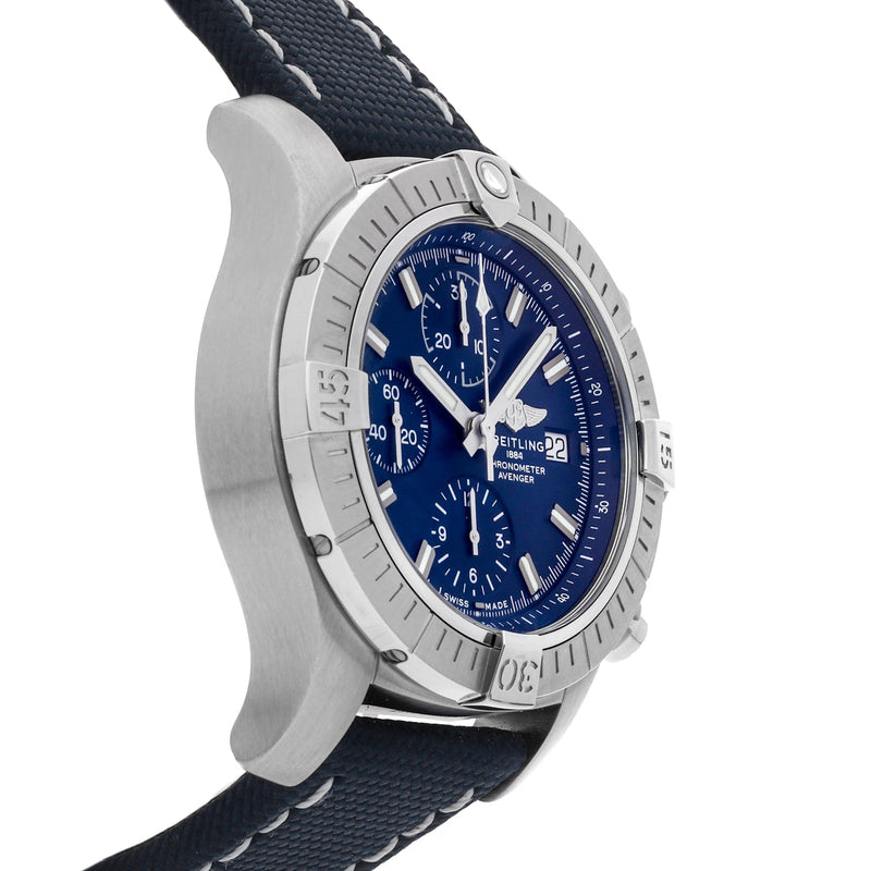 Shop Breitling Avenger Chronograph 43 Blue Dial Blue Nylon Strap Watch for Men - A13385101C1X1 in USA