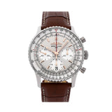Shop Breitling Navitimer B01 Chronograph 41 White Dial Brown Leather Strap Watch for Men - AB0139211G1P1 in USA