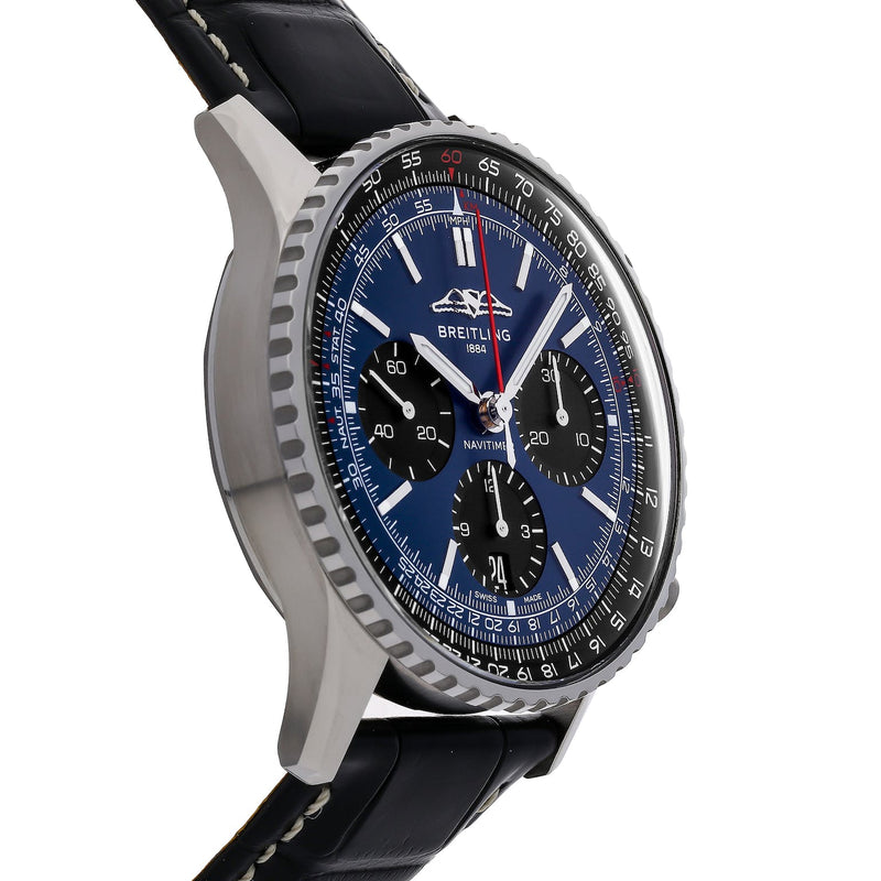 Shop Breitling Navitimer B01 Chronograph 41 Blue Dial Black Leather Strap Watch for Men - AB0139241C1P1 in USA