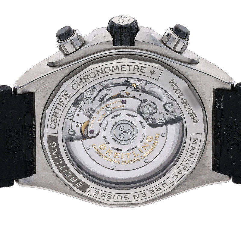 Breitling Chronomat B01 44 Platinum Blue Dial Rubber Strap Watch for Men - PB0136251C1S1