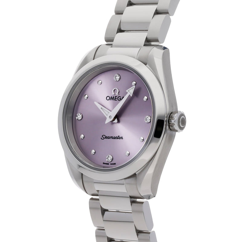 Shop Omega Seamaster Aqua Terra Quartz Purple Dial Silver Steel Strap Watch for Women - 220.10.28.60.60.001 in USA