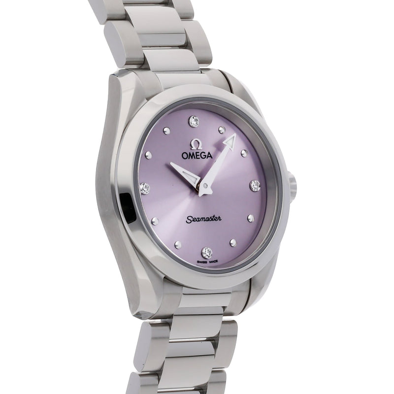 Shop Omega Seamaster Aqua Terra Quartz Purple Dial Silver Steel Strap Watch for Women - 220.10.28.60.60.001 in USA