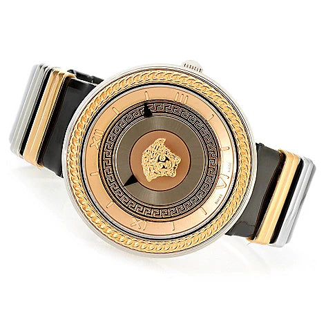 Versace V Metal Icon Gold Dial Black & Silver & Gold Strap Watch for Women - VLC020014 Buy Now By Versace