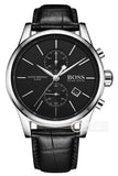 Hugo Boss Jet Chronograph Black Dial Black Leather Strap Watch for Men - 1513279