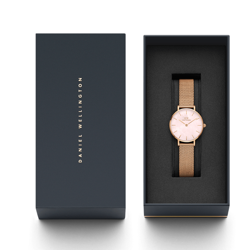 Daniel Wellington Petite Melrose Mother of Pearl Pink Dial Pink Mesh Strap Watch For Women - DW00100513 Buy Now By Daniel Wellington