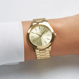 Michael Kors Slim Runway Gold Dial Gold Stainless Steel Strap Watch for Women - MK3179 Buy Now By Michael Kors