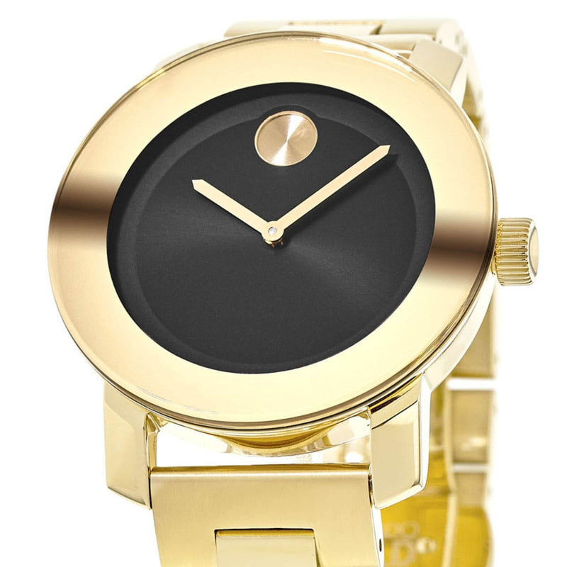 Shop Movado Bold Black Dial Gold Steel Strap Unisex Watch - 3600397 in USA