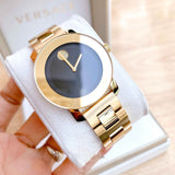 Shop Movado Bold Black Dial Gold Steel Strap Unisex Watch - 3600397 in USA