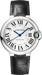 Cartier Ballon Bleu De Cartier Silver Dial Black Leather Strap Watch for Women - WSBB0028