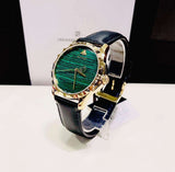 Shop Gucci Le Marche Des Merveilles Quartz Green Dial Black Leather Strap Watch For Women - YA126463 in USA