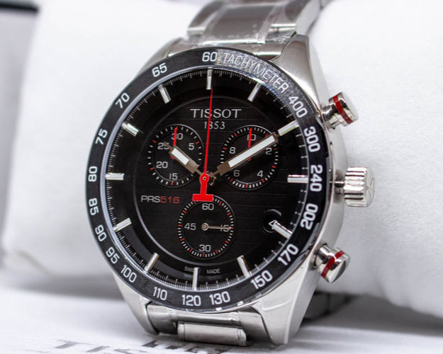 Tissot T Sport PRS 516 Chronograph Black Dial Silver Steel Strap Watch For Men - T100.417.11.051.01 Buy Now By Tissot