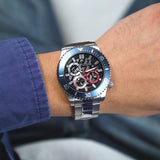 Guess Axle Multifunction Black Dial Silver Steel Strap Watch For Men - GW0488G1 Buy Now By Guess
