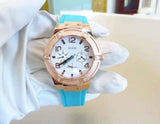 Guess Jet Setter White Dial Turquoise Silicone Strap Watch For Women - W0564L3
