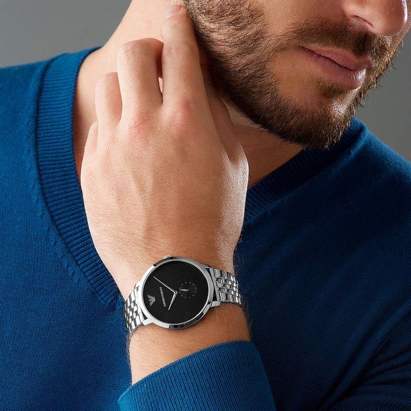 Emporio Armani Classic Quartz Black Dial Silver Steel Strap Watch For Men - AR11161 Buy Now By Emporio Armani