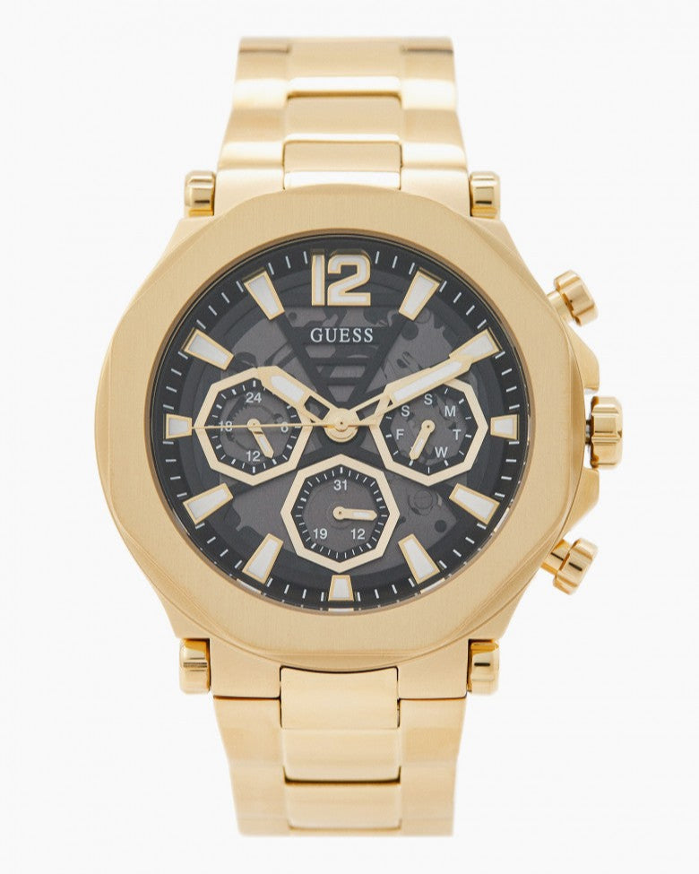 Guess Edge Chronograph Black Dial Gold Steel Strap Watch For Men - GW0539G2 Buy Now By Guess