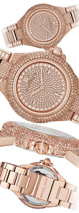 Shop Michael Kors Camille Crystal Rose Gold Dial Rose Gold Steel Strap Watch for Women - MK5862 in USA