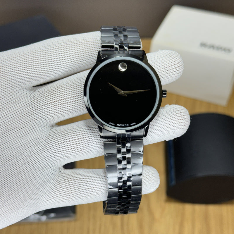 Movado Museum Classic Black Dial Silver Steel Strap Watch for Men - 0607199 Buy Now By Movado