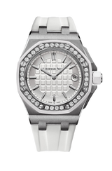 Audemars Piguet Royal Oak Offshore Quartz Diamonds White Dial White Rubber Strap Watch for Women - 67540SK.ZZ.A010CA.01