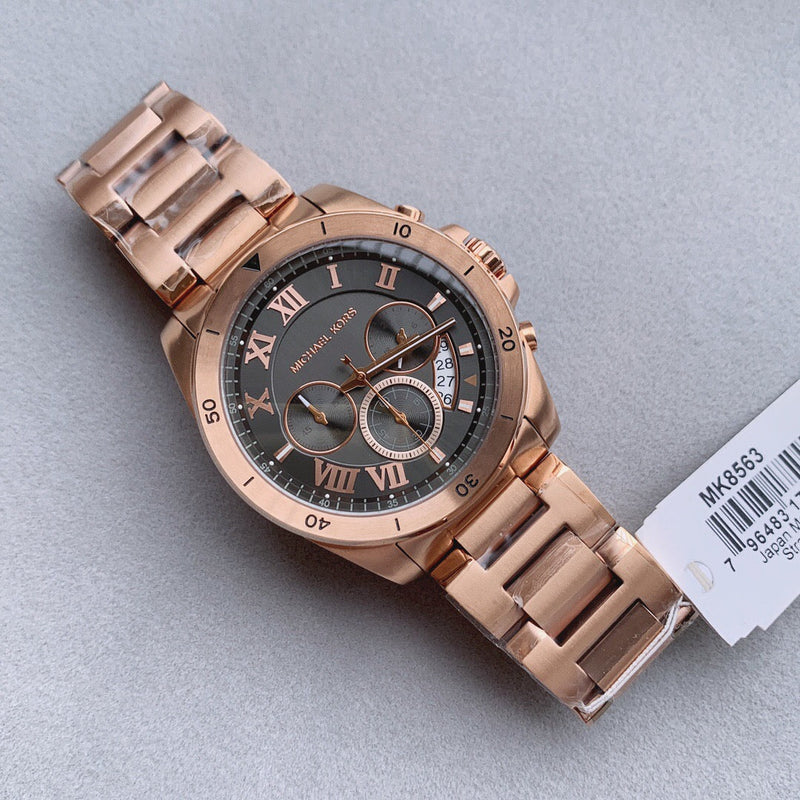 Michael Kors Brecken Chronograph Analog Black Dial Rose Gold Steel Strap Watch For Women - MK8563 Buy Now By Michael Kors