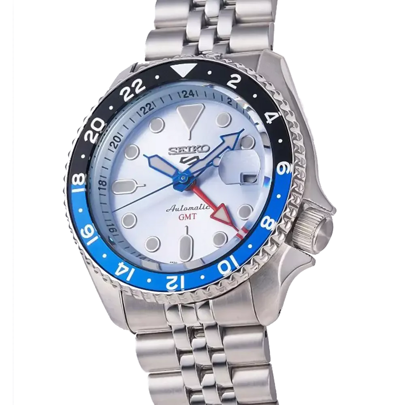 Seiko 5 Sports Automatic GMT SKX Sports Style Asia Exclusive Limited Edition Ice Blue Dial Silver Steel Strap Watch For Men - SSK029K1 Buy Now By Seiko