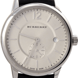 Shop Burberry Classic Round Cream Dial Black Leather Strap Watch for Men - BU10008 in USA