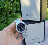 Gucci GG2570 Quartz Black Dial Silver Steel Strap Watch For Men - YA142401 Buy Now By Gucci