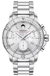Shop Movado Series 800 Chronograph Silver Dial Silver Steel Strap Watch For Men - 2600111 in USA