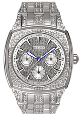 Bulova Crystal Collection Phantom Silver Dial Silver Steel Strap Watch for Men - 96C002 Buy Now By Bulova