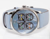 Shop Gucci G Timeless Quartz Mother of Pearl Dial Blue Leather Strap Watch For Women - YA1264124 in USA