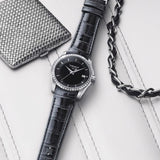 Tissot T Trend Couturier Diamonds Black Dial Black Leather Strap Watch for Women - T035.210.66.051.00 Buy Now By Tissot